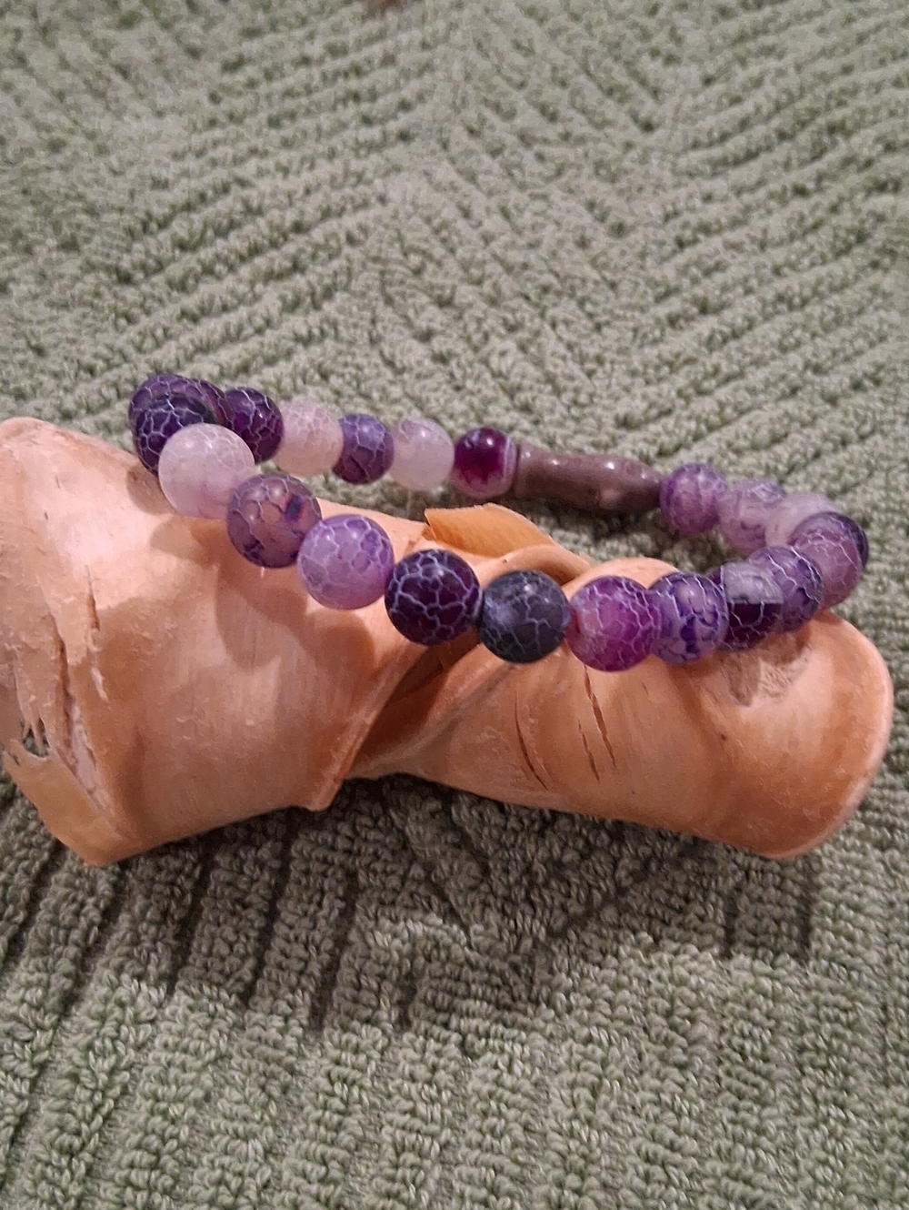 Purple Agate Beaded Stretch Bracelet